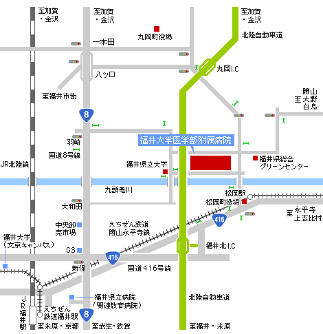 福井大学医学部附属病院の地図