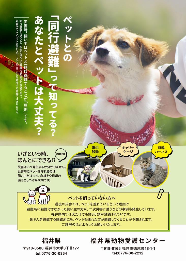 ペット同行避難チラシ表