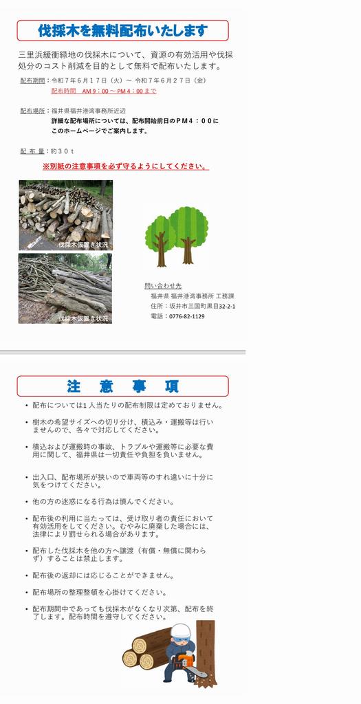 伐採木無料配布