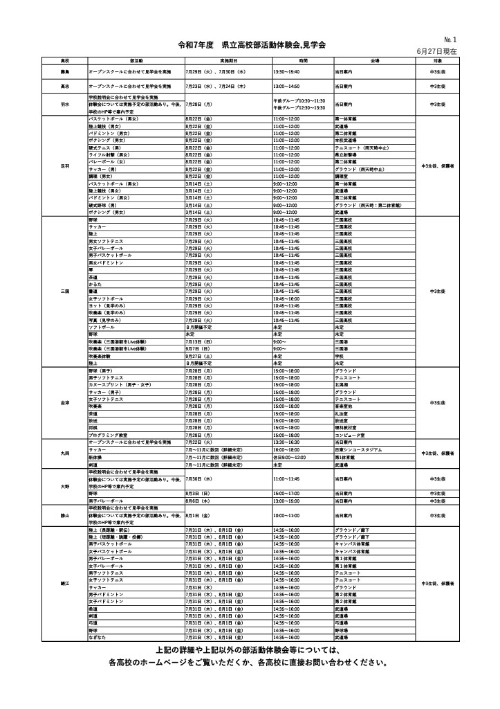 部活動体験１