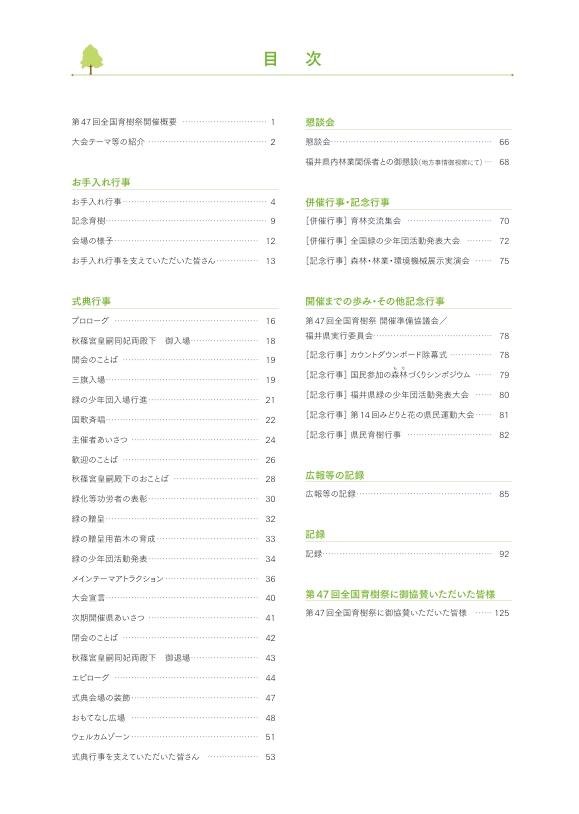 育樹祭目次