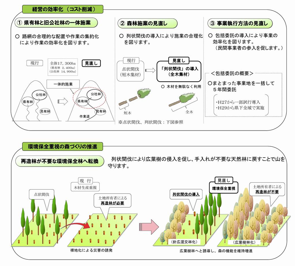 経営の効率化と環境保全重視の森づくりの推移