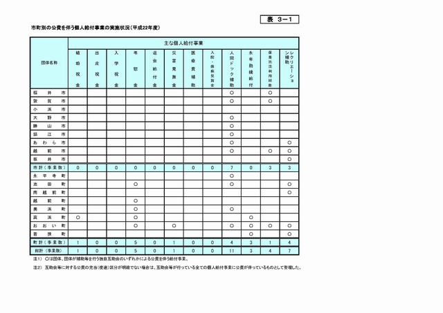 個人給付事業の実施状況（２２年度）