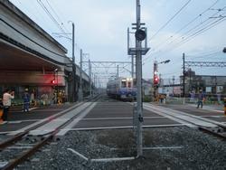 試運転から戻ってきた電車の様子