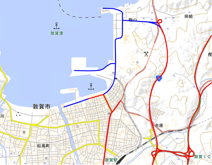 特殊車両が通行可能な敦賀港内の臨港道路