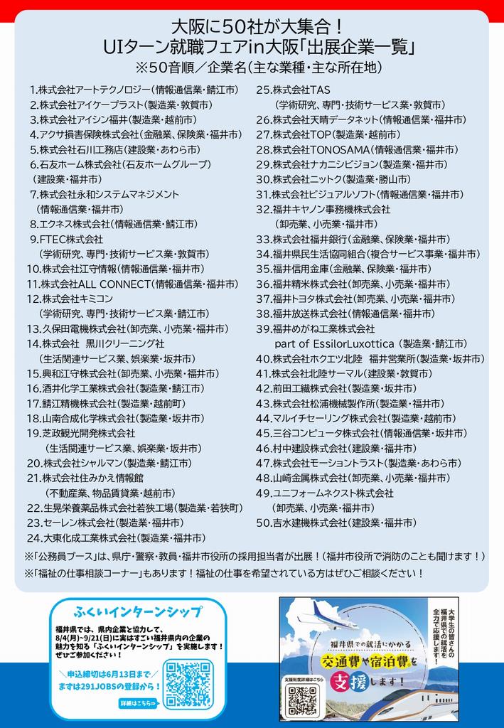 UIターン就職フェア 裏