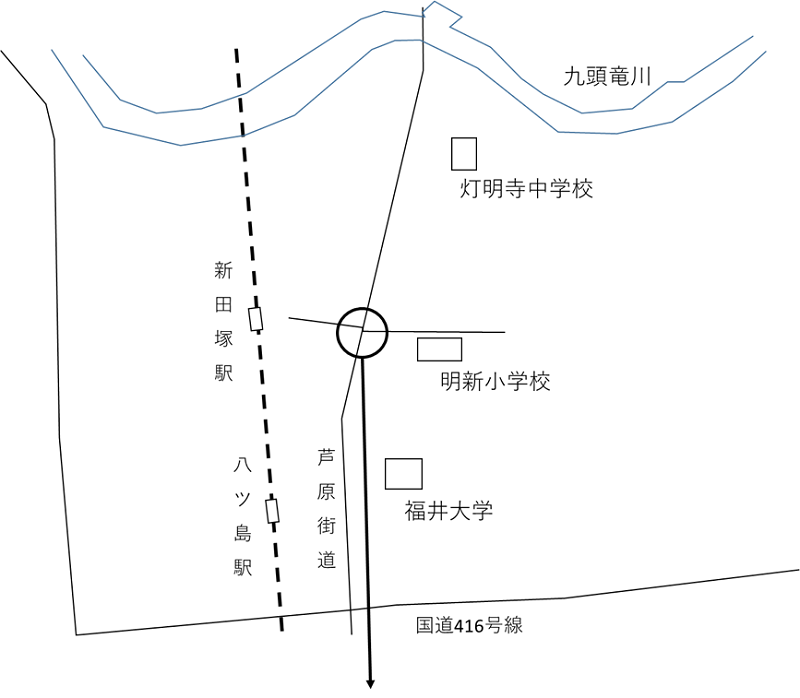 明新小学校入口交差点地図１